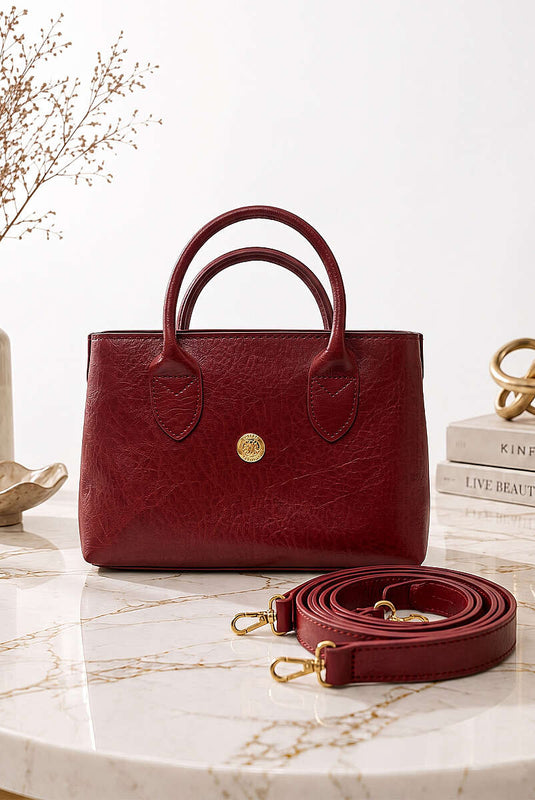 Bolso De Mano Para Mujer Con Asa Corta Y Cremallera Burdeos