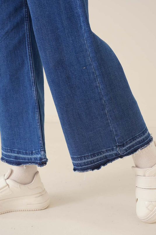 Short Fringed Denim Pants Medium Denim