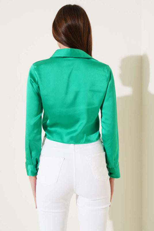 قميص بينيتون قصير من الساتان