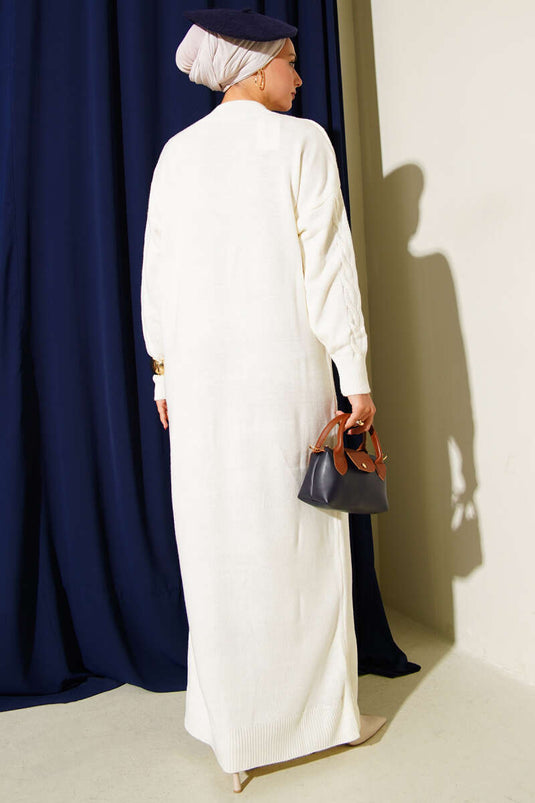 Robe pull en maille bouclée écrue