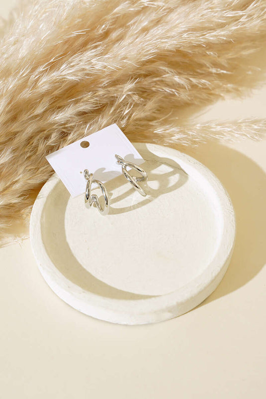 Boucle D'oreille Courbée Argent