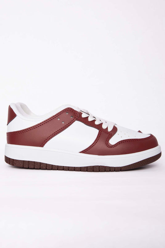 Classic Lace-Up Sneaker Sports Shoe Burgundy