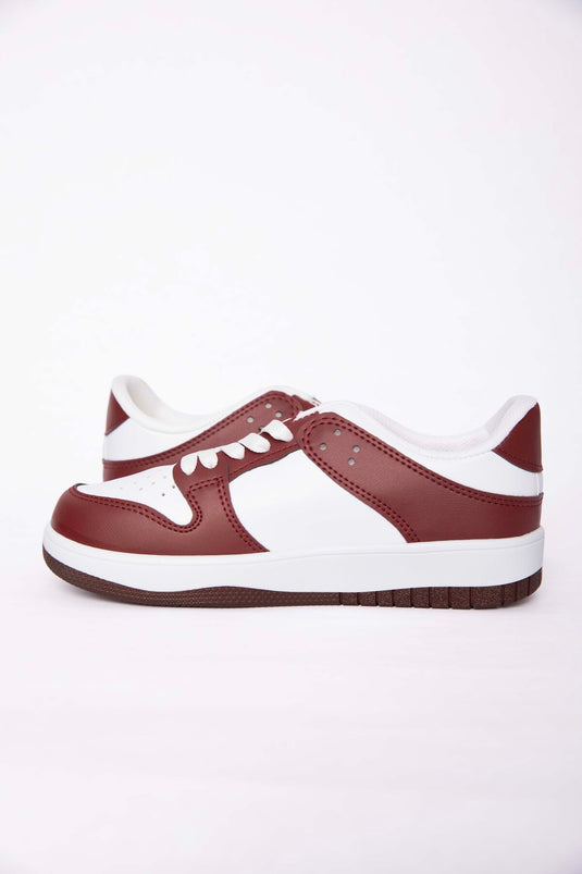 Classic Lace-Up Sneaker Sports Shoe Burgundy