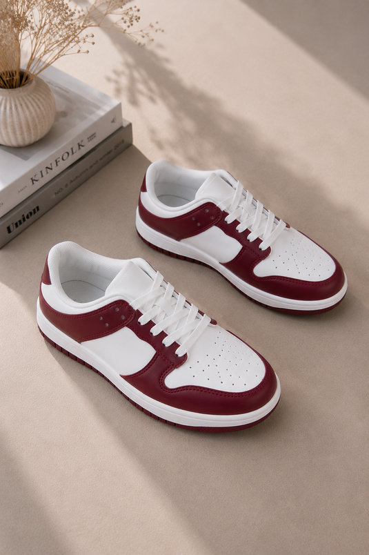 Classic Lace-Up Sneaker Sports Shoe Burgundy
