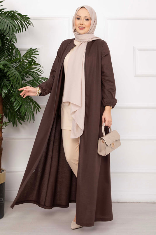 Ferace classique à fermeture éclair, couleur café