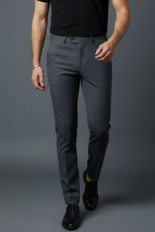 بنطال رجالي كلاسيكي من القماش رمادي داكن