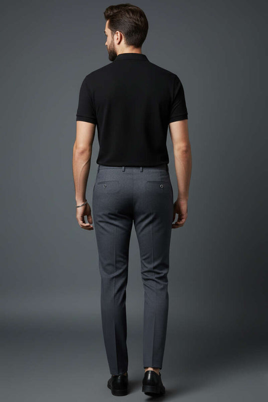 بنطال رجالي كلاسيكي من القماش رمادي داكن