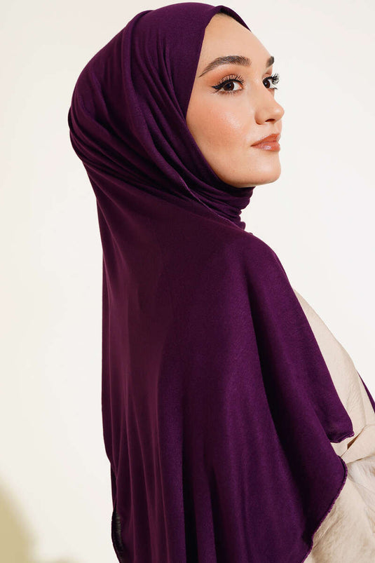 Châle classique en coton peigné violet