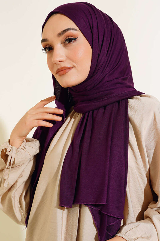 Châle classique en coton peigné violet