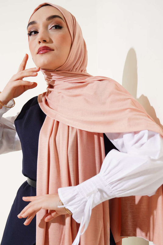 Classic Combed Cotton Shawl Salmon