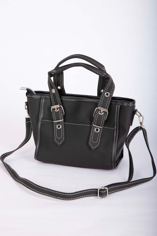 حقيبة يد وكتف كلاسيكية بمشبك سوداء