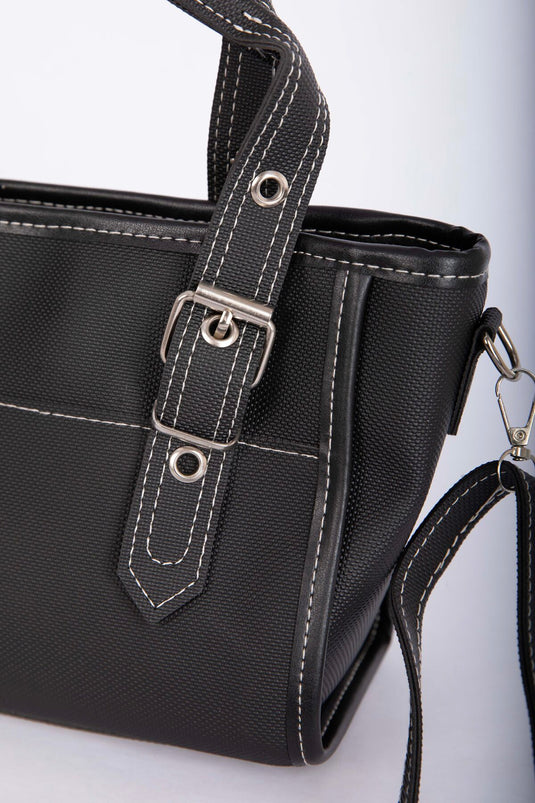 Classic Buckled Hand & Shoulder Bag Black