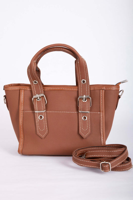 Classic Buckled Hand & Shoulder Bag Tan