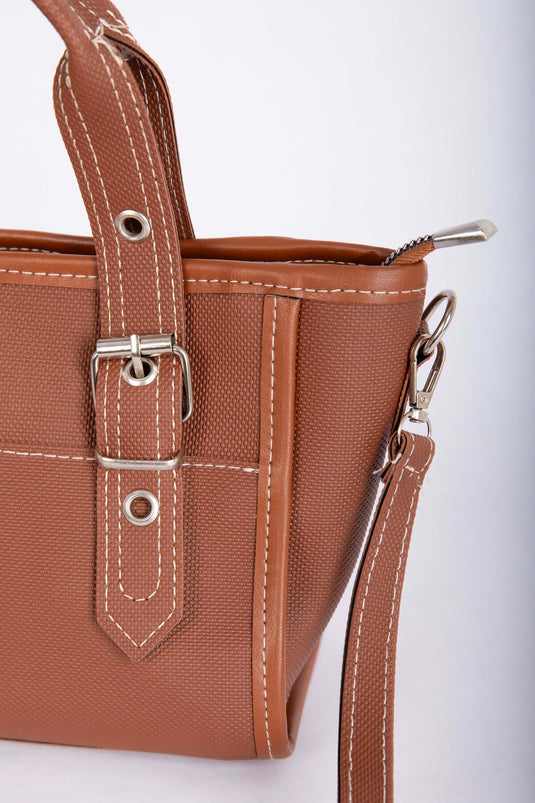 Classic Buckled Hand & Shoulder Bag Tan