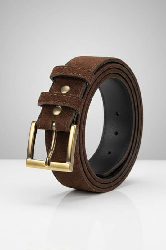 Klasik Tokalı Kemer Kahve Süet