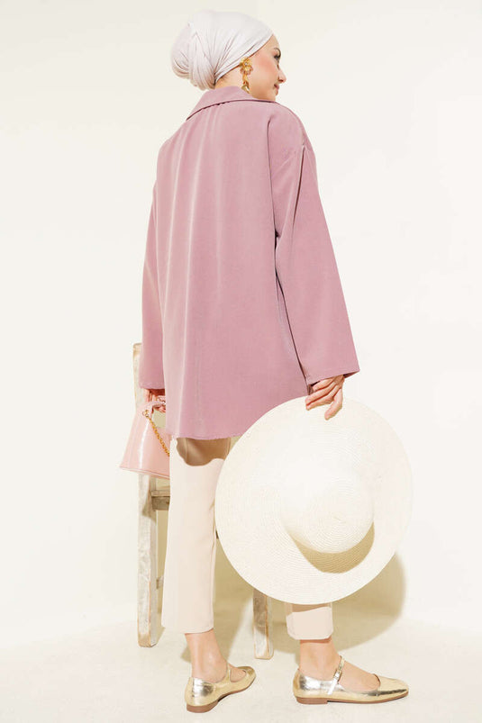 Classic Collar Tied Kimono Dusty Rose