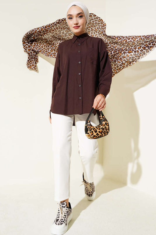 Classic Collar Pocket Shirt Brown