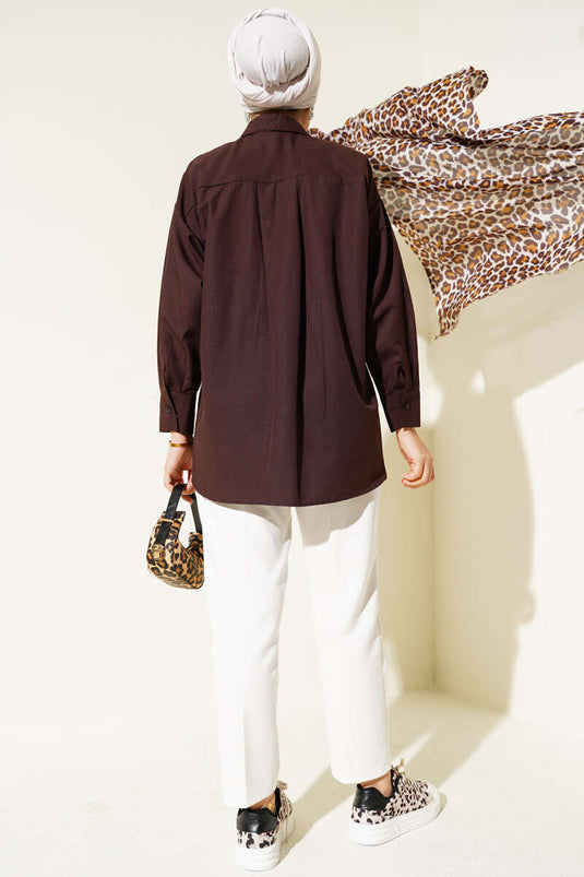 Classic Collar Pocket Shirt Brown