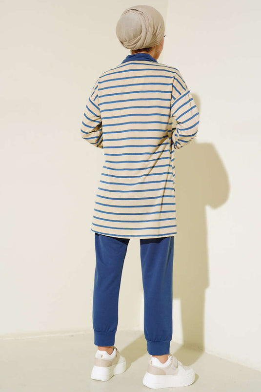 Abito doppio con colletto classico con cerniera Indaco