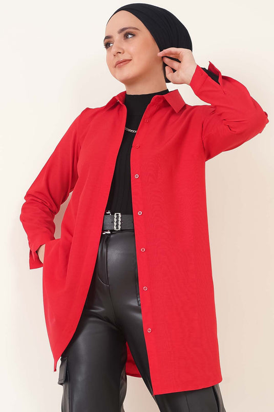 Klassisk krave Oval Cut Claret rød skjorte