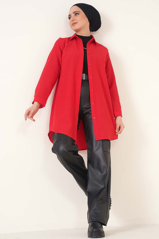 Klassisk krave Oval Cut Claret rød skjorte