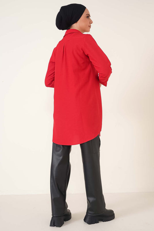 Klassisk krave Oval Cut Claret rød skjorte