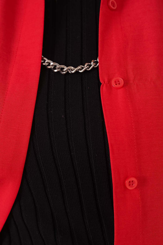 Klassisk krave Oval Cut Claret rød skjorte