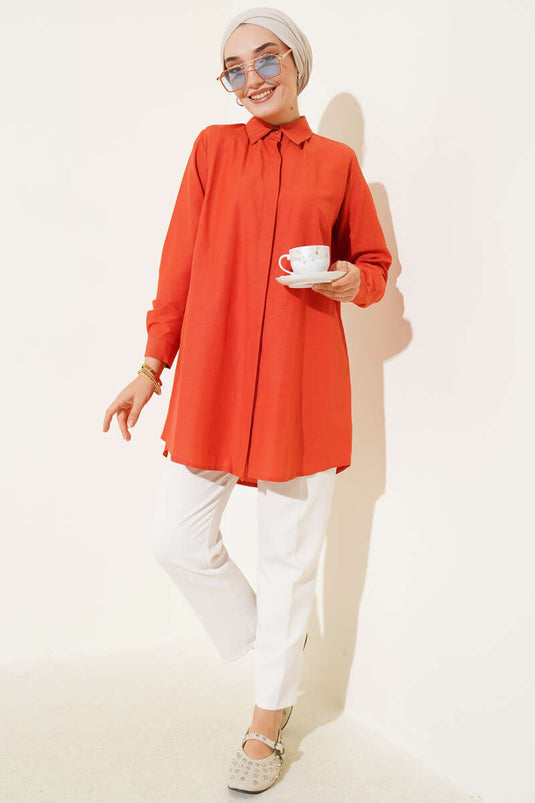 Classic Collar Oval Cut Brick Shirt