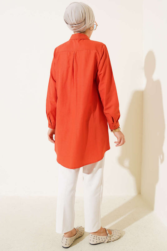 Classic Collar Oval Cut Brick Shirt