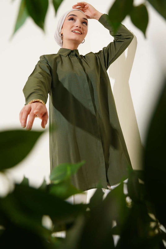 Classic Collar Oval Cut Navy Blue Shirt