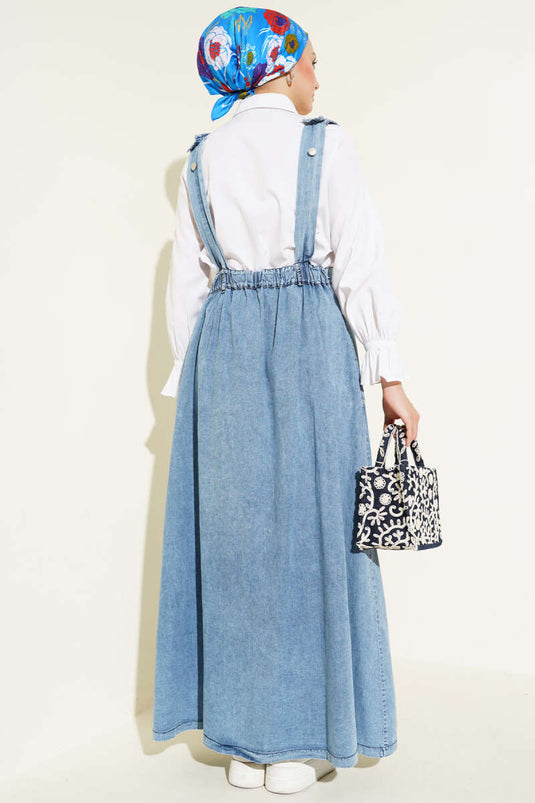 Gilet élastique à taille évasée et jean ouvert