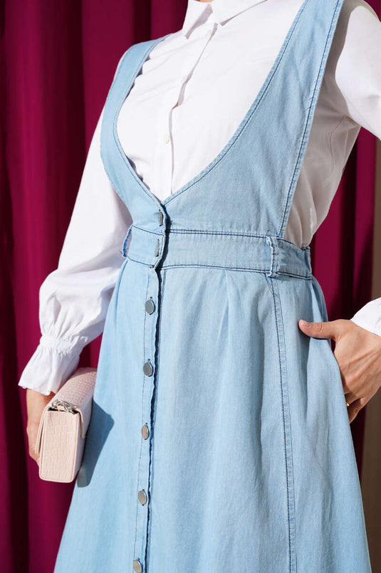 Gilet élastique à taille évasée bleu glacier