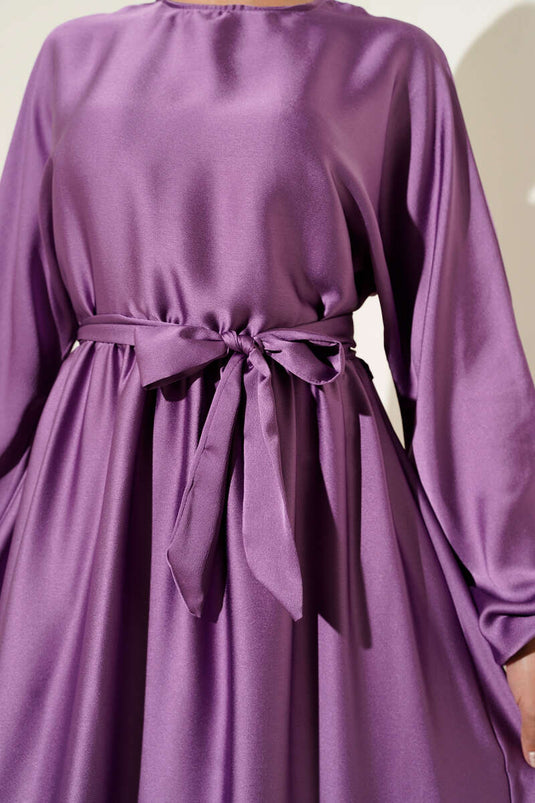 Robe de soirée évasée à taille élastique lilas