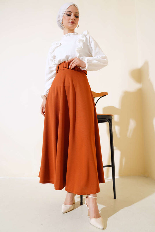 Udvidet tyk bælte nederdel Tan