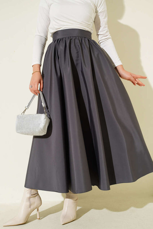 Flared Taffeta Skirt Smoke Color