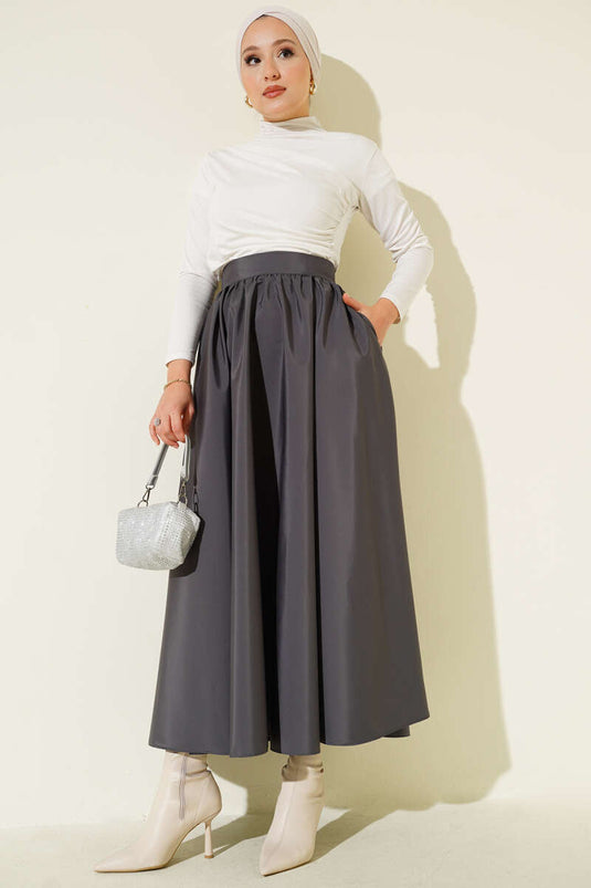 Flared Taffeta Skirt Smoke Color