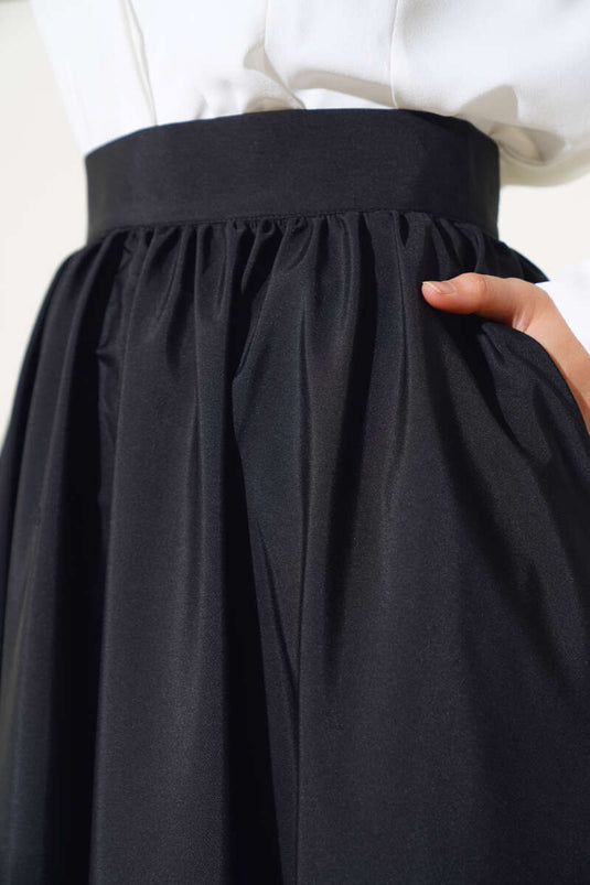 Flared Taffeta Skirt Black