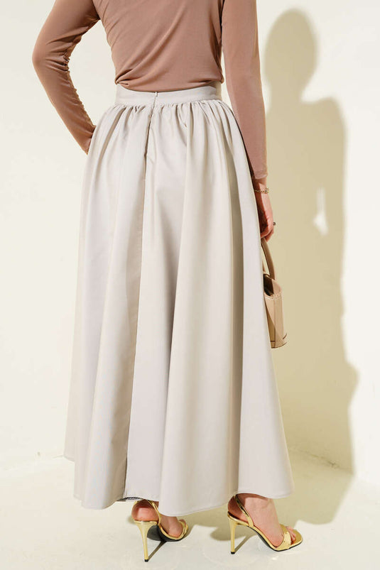 Flared Taffeta Skirt Stone