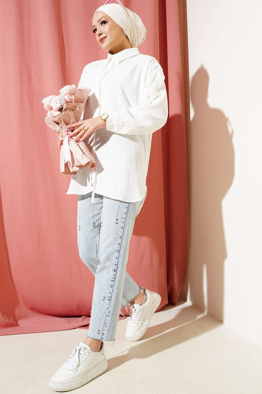 Chemise à manches à épaulettes écru