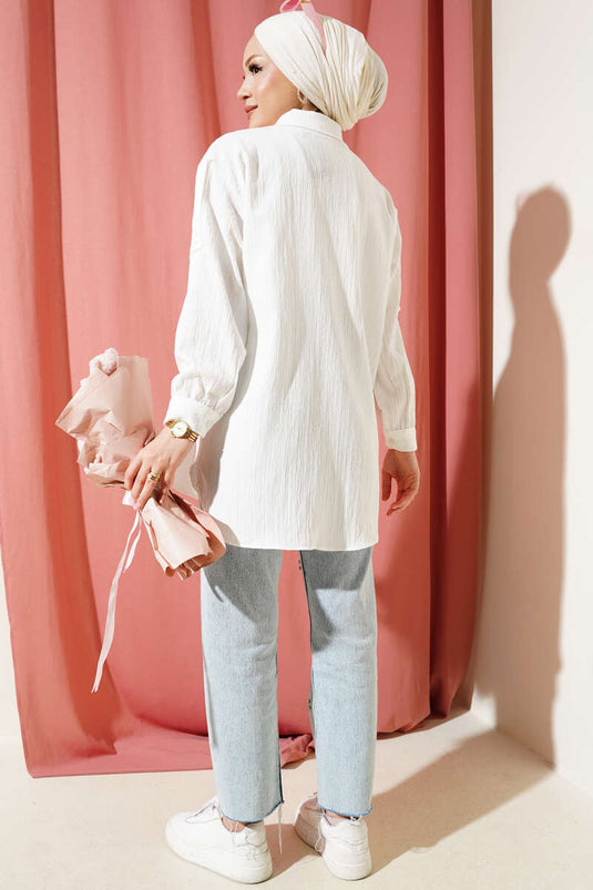 Chemise à manches à épaulettes écru