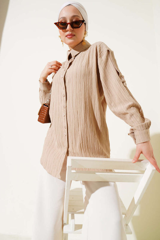 Sleeve Epaulette Shirt Latte