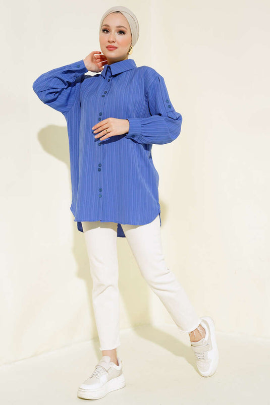 Sleeve Epaulette Shirt Blue