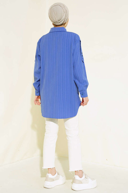 Sleeve Epaulette Shirt Blue
