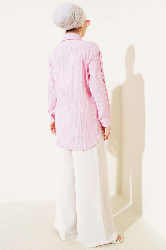 Sleeve Epaulette Shirt Pink