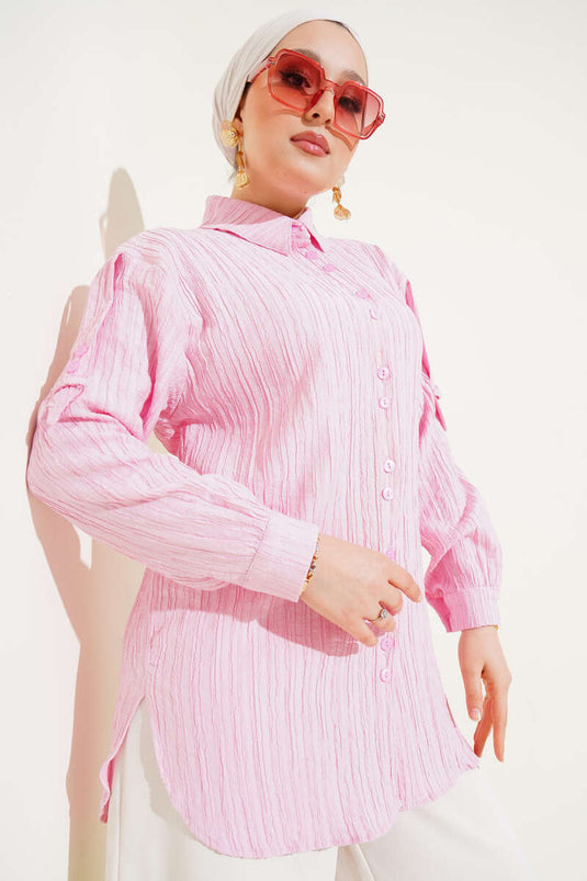 Sleeve Epaulette Shirt Pink