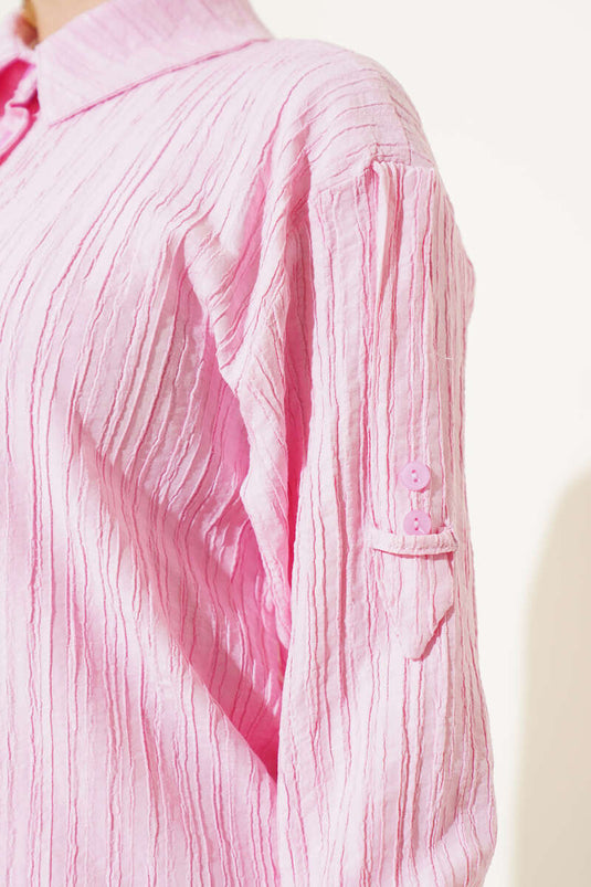 Sleeve Epaulette Shirt Pink