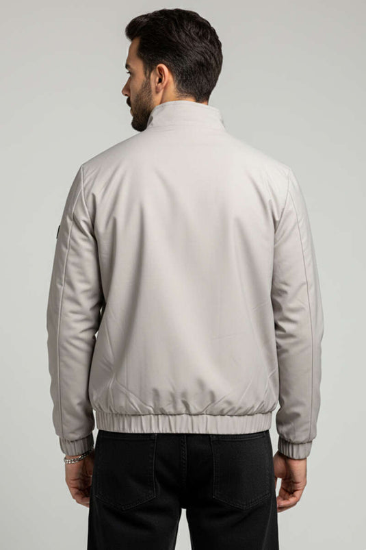 معطف رجالي مزين بنقش كول أرمالي لون حجرية