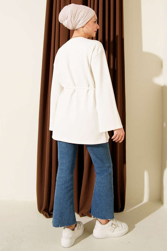 Tunic with Arm Patch, Rope Belt, Ecru