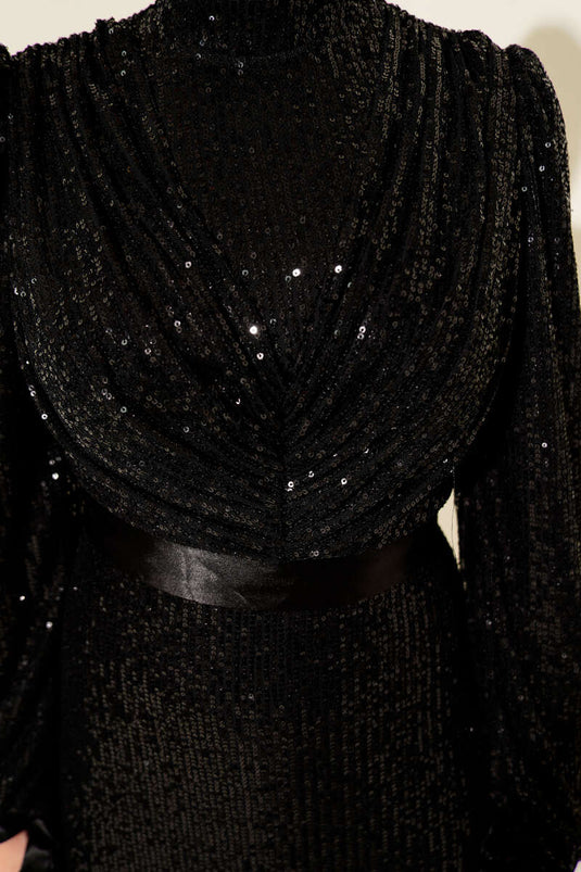 Sleeveless Sequin Evening Dress Black