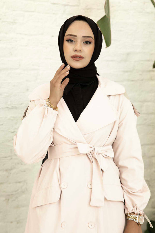 كم الدانتيل متابعة المحمول مربوط خندق معطف الحجر